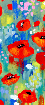 Fabric roller blind for window Meadow of poppies