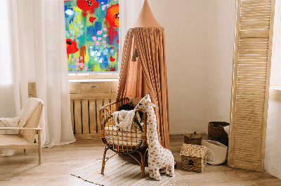 Fabric roller blind for window Meadow of poppies