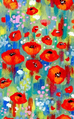 Fabric roller blind for window Meadow of poppies