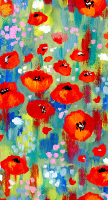 Fabric roller blind for window Meadow of poppies