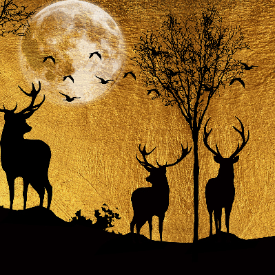 Blackout roller blind for window Deer at night
