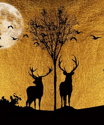 Blackout roller blind for window Deer at night