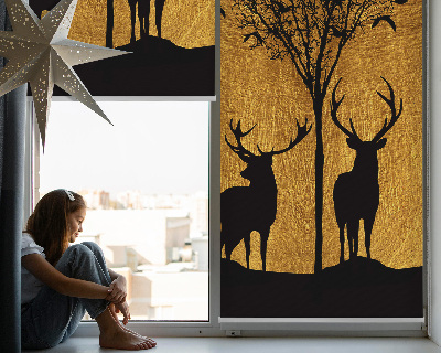 Blackout roller blind for window Deer at night