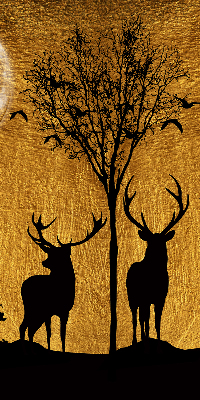 Blackout roller blind for window Deer at night