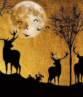 Blackout roller blind for window Deer at night