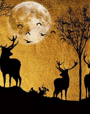 Blackout roller blind for window Deer at night