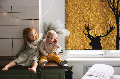 Blackout roller blind for window Deer at night