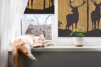 Blackout roller blind for window Deer at night