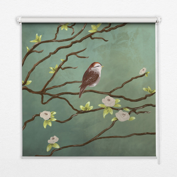 Blackout roller blind Birds on a branch