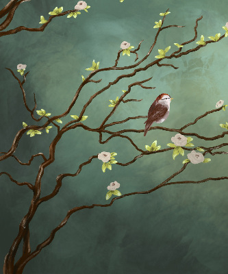 Blackout roller blind Birds on a branch