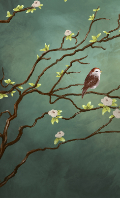 Blackout roller blind Birds on a branch