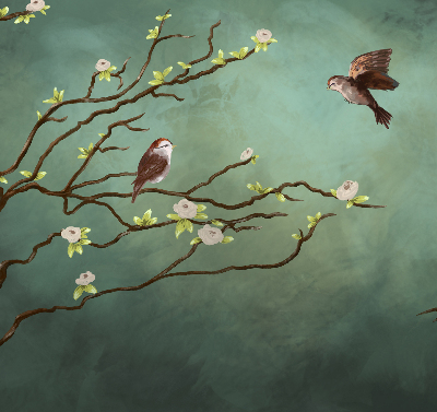 Blackout roller blind Birds on a branch