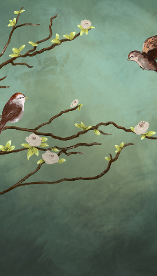 Blackout roller blind Birds on a branch
