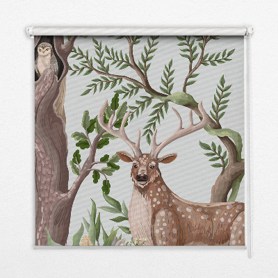 Blackout roller blind for window Forest animals