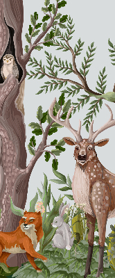 Blackout roller blind for window Forest animals