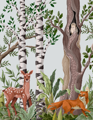 Blackout roller blind for window Forest animals