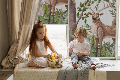 Blackout roller blind for window Forest animals