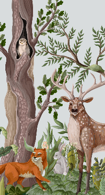 Blackout roller blind for window Forest animals