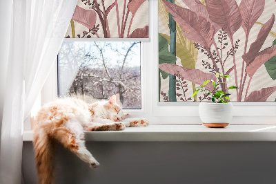 Fabric roller blind for window Colorful leaves