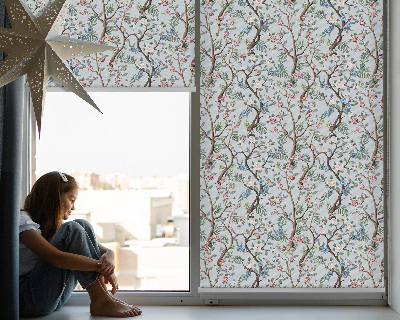 Blackout roller blind for window Flower vines on a light background