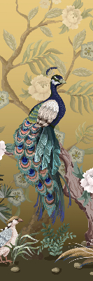 Fabric roller blind for window Peacock on a tree