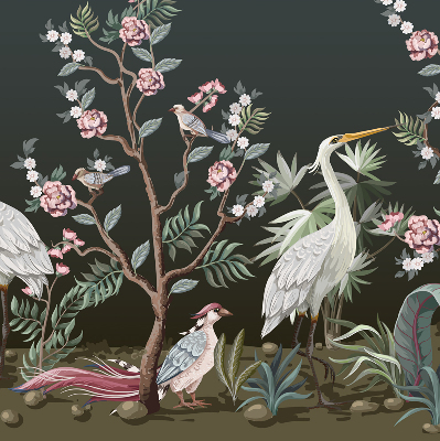 Blackout roller blind Birds by the tree
