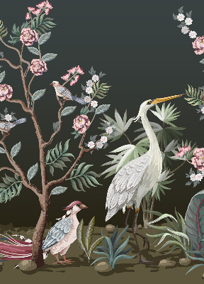 Blackout roller blind Birds by the tree