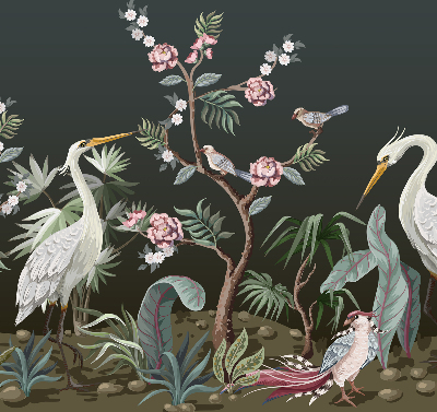 Blackout roller blind Birds by the tree