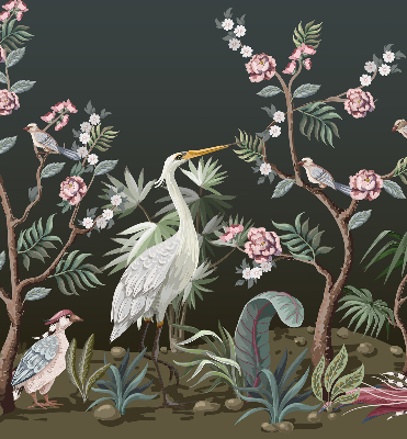 Blackout roller blind Birds by the tree