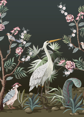 Blackout roller blind Birds by the tree