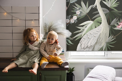Blackout roller blind Birds by the tree