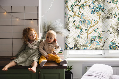 Blackout roller blind Flowers and birds