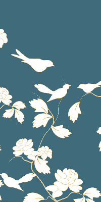 Blackout roller blind for window White birds on white flowers
