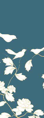 Blackout roller blind for window White birds on white flowers