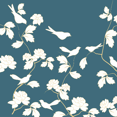 Blackout roller blind for window White birds on white flowers