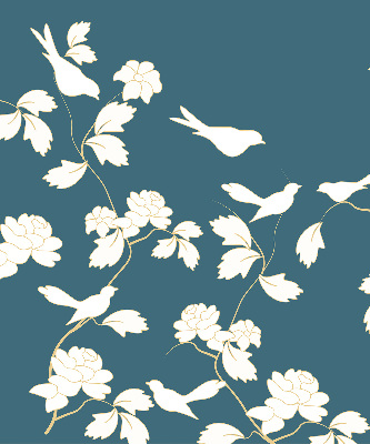 Blackout roller blind for window White birds on white flowers