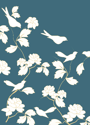 Blackout roller blind for window White birds on white flowers