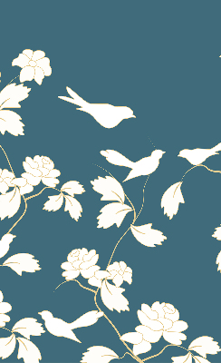 Blackout roller blind for window White birds on white flowers