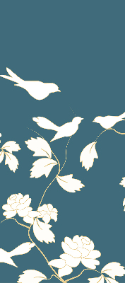 Blackout roller blind for window White birds on white flowers