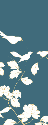 Blackout roller blind for window White birds on white flowers