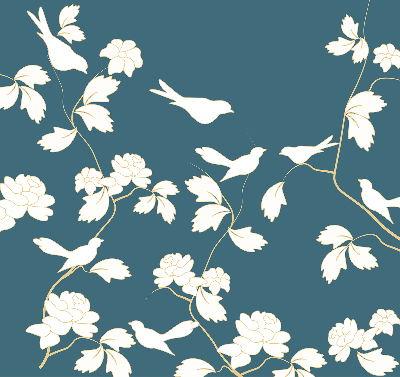 Blackout roller blind for window White birds on white flowers