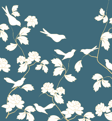 Blackout roller blind for window White birds on white flowers