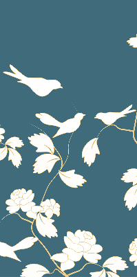 Blackout roller blind for window White birds on white flowers