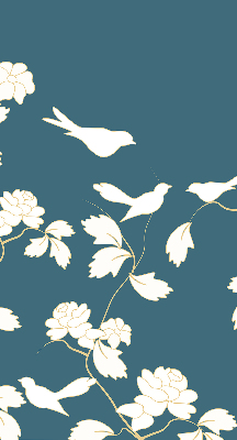 Blackout roller blind for window White birds on white flowers