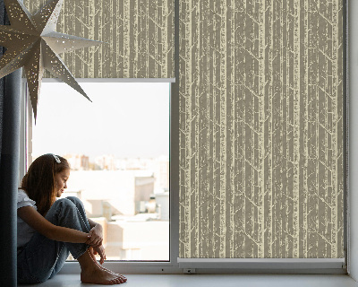 Fabric roller blind for window Tree trunks