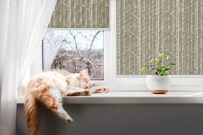 Fabric roller blind for window Tree trunks