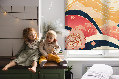 Fabric roller blind for window A wave of flowers