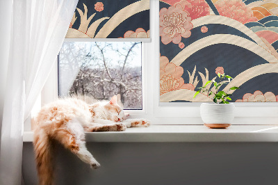 Fabric roller blind for window A wave of flowers