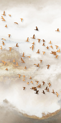 Fabric roller blind for window A flock of birds