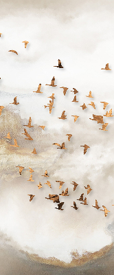 Fabric roller blind for window A flock of birds